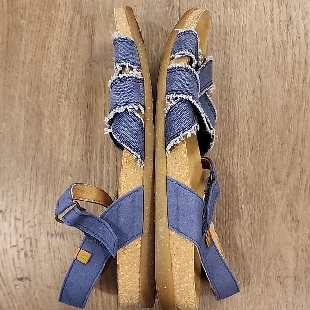 El Naturalista Vegan Sandals Made in Spain Blue Raw Edge Casual size 40/8.5